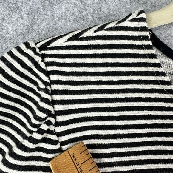 Anthropologie Dolan Left Coast Stripe Santos Top Womens S Black Puff Sleeve* - Picture 3 of 14